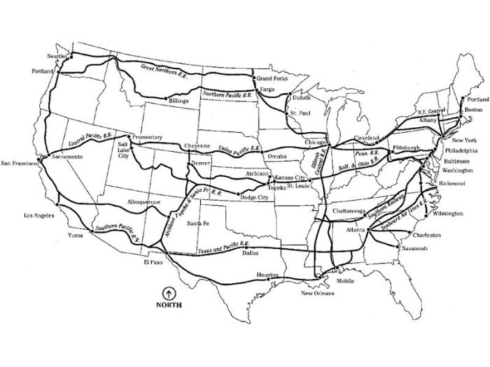 Map of us railroads in 1900