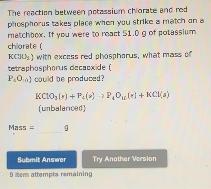 Phosphorus explosive chlorate potassium reaction