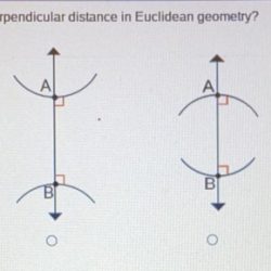 Which diagram represents a perpendicular distance in euclidean geometry