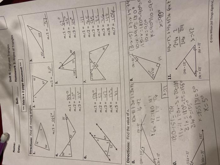 Unit 4 congruent triangles quiz 4-1 answer key