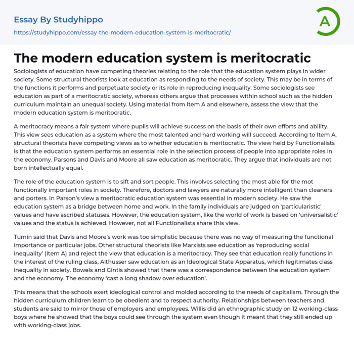 Evaluate the view that the education system is meritocratic